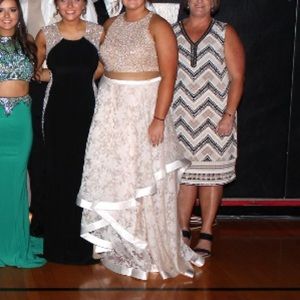 Beige and Ivory Prom Dress